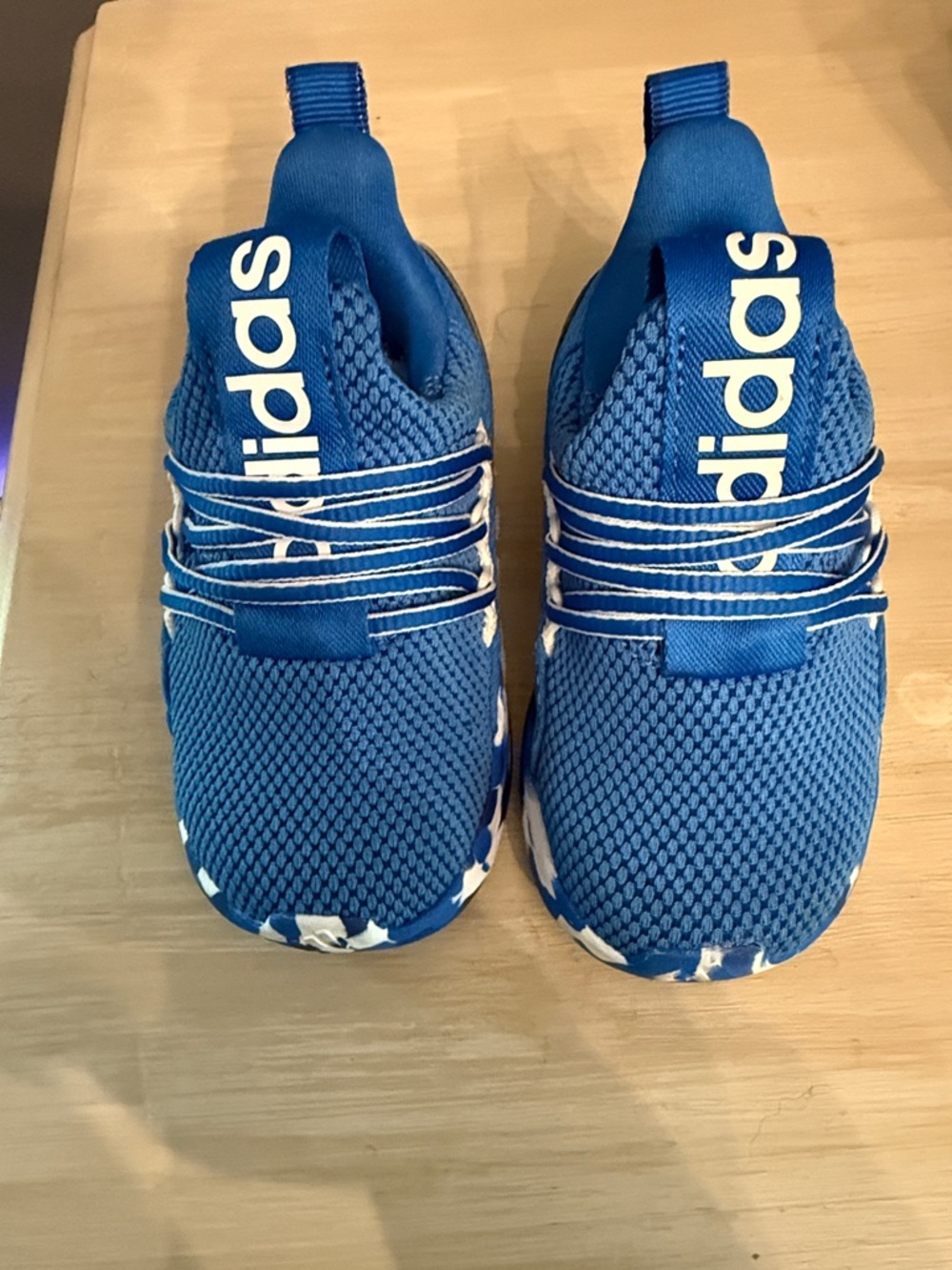 adidas Kids Blue Slip-On Mesh Sneakers with White Accents